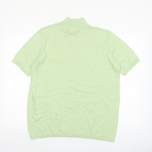 ASOS DESIGN Men's Green XL Mock Neck Short Sleeve Cotton Pullover Jumper