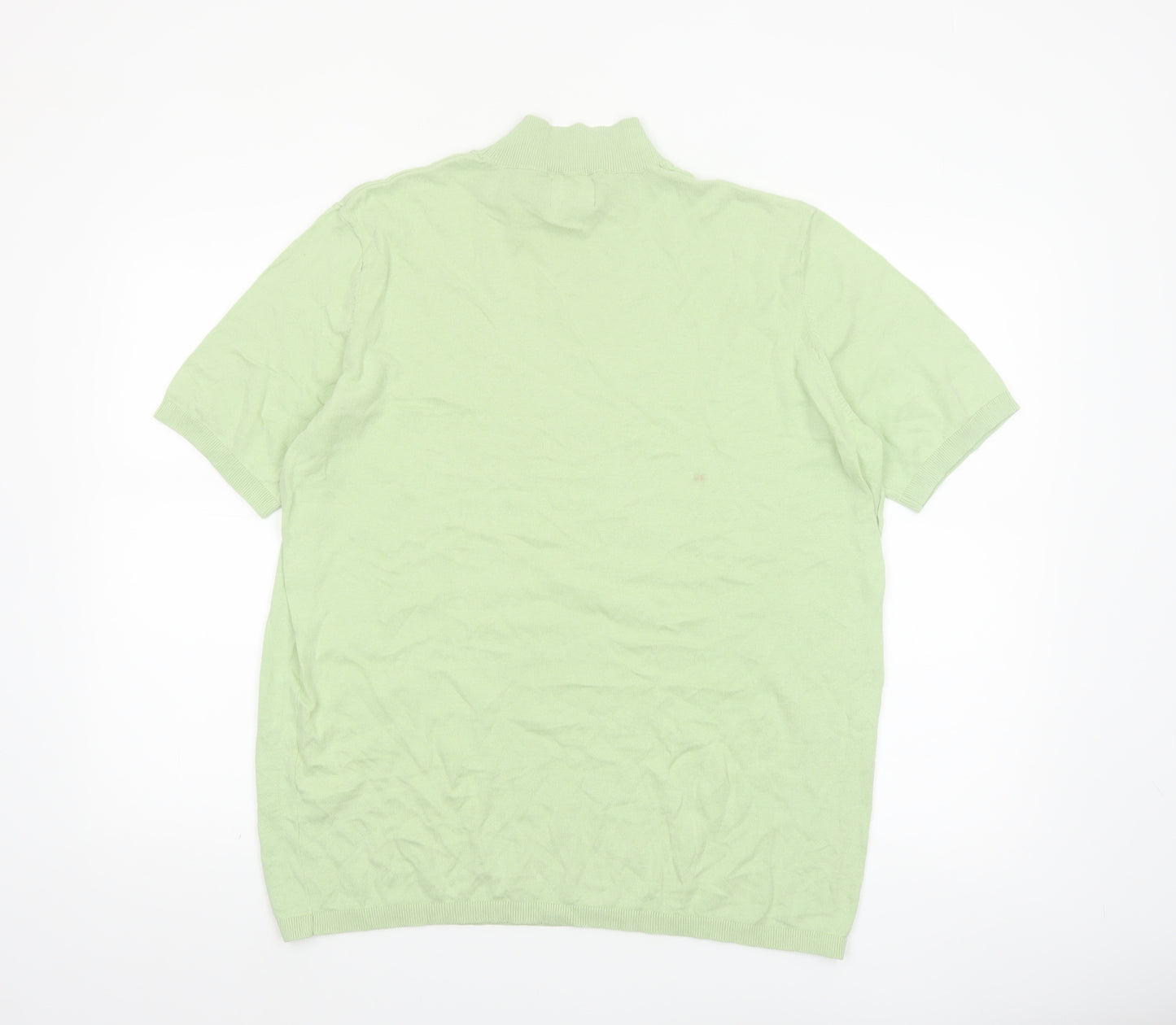 ASOS DESIGN Men's Green XL Mock Neck Short Sleeve Cotton Pullover Jumper