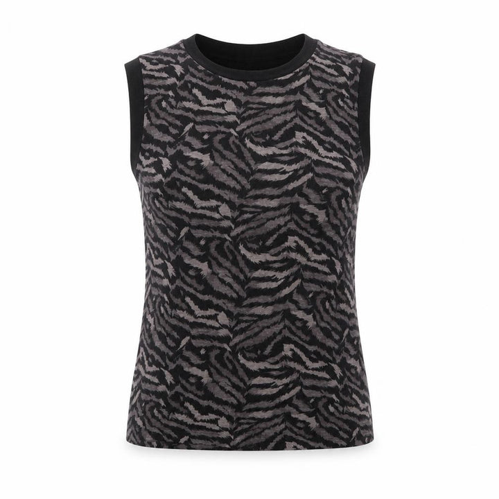 AllSaints Women's Black Animal Print Cotton Sleeveless Tank Top Size S