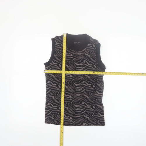 AllSaints Women's Black Animal Print Cotton Sleeveless Tank Top Size S