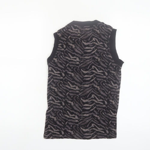 AllSaints Women's Black Animal Print Cotton Sleeveless Tank Top Size S