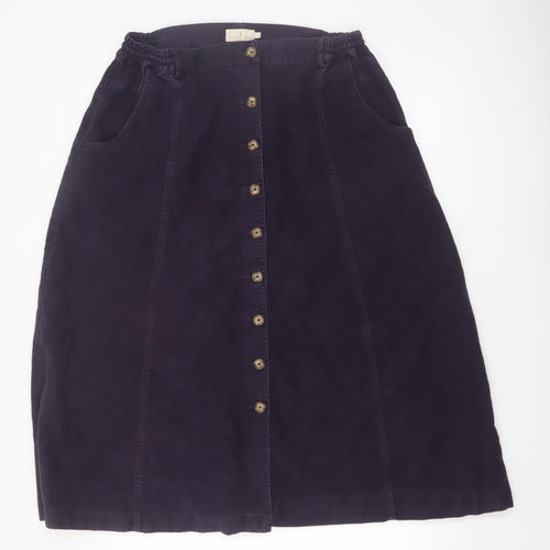 House of Bruar Women's Purple Cotton A-Line Midi Skirt Size 18