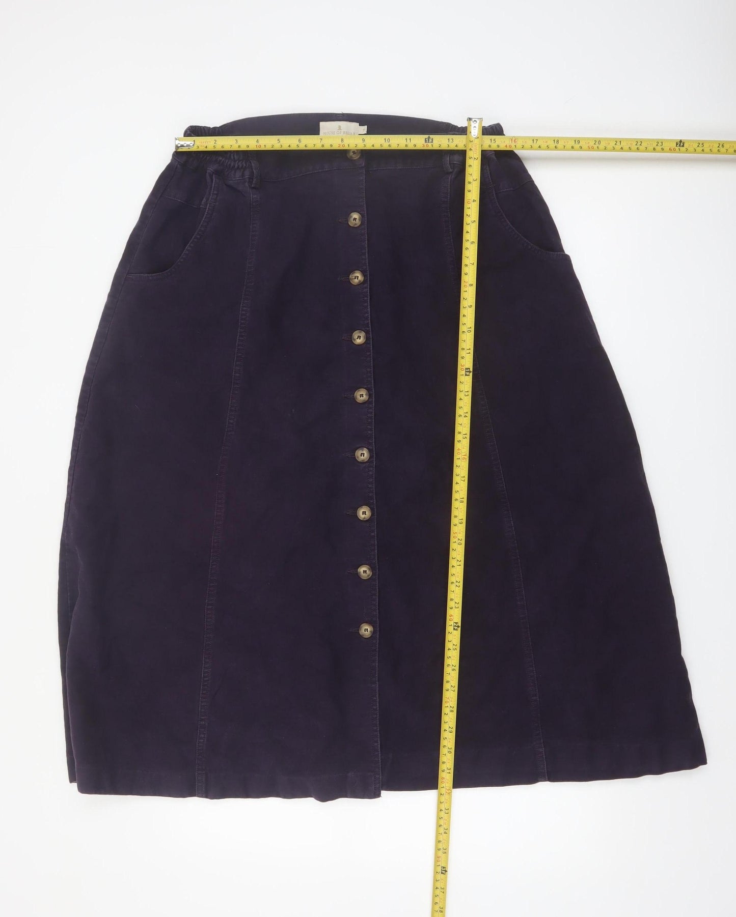 House of Bruar Women's Purple Cotton A-Line Midi Skirt Size 18