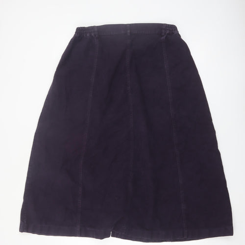 House of Bruar Women's Purple Cotton A-Line Midi Skirt Size 18