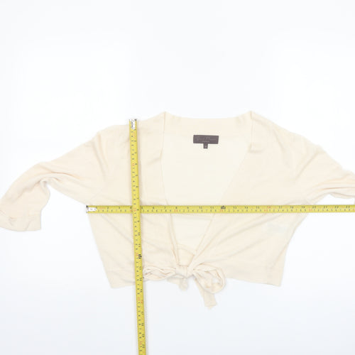 Great Plains Women Beige Linen Viscose 3/4 Sleeve Tie Cardigan M