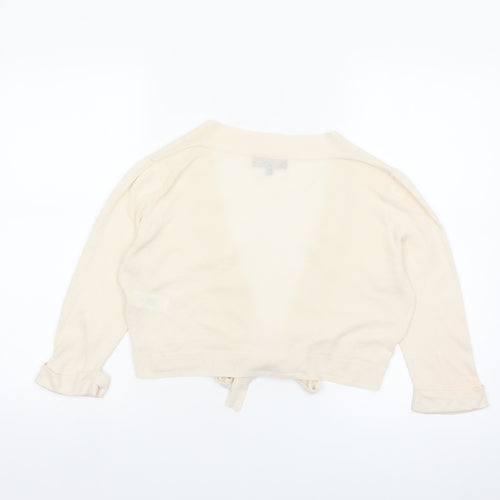 Great Plains Women Beige Linen Viscose 3/4 Sleeve Tie Cardigan M