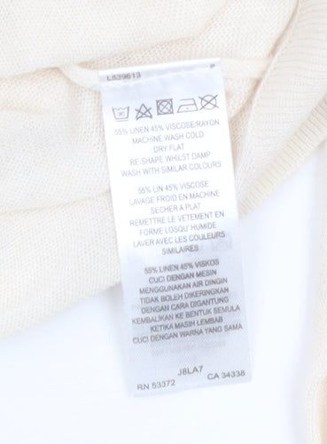 Great Plains Women Beige Linen Viscose 3/4 Sleeve Tie Cardigan M