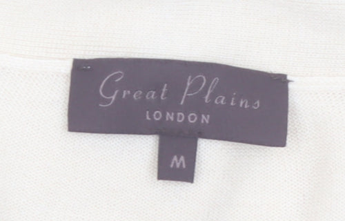 Great Plains Women Beige Linen Viscose 3/4 Sleeve Tie Cardigan M