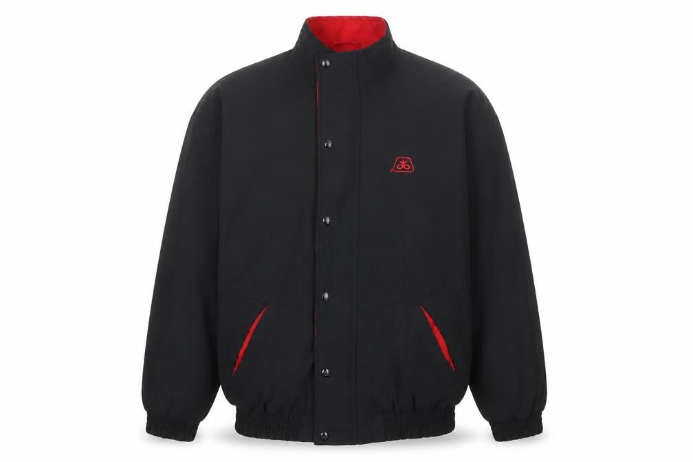 Front view of King Louie Men’s Black Bomber Jacket XL Nylon Lined Classic Style