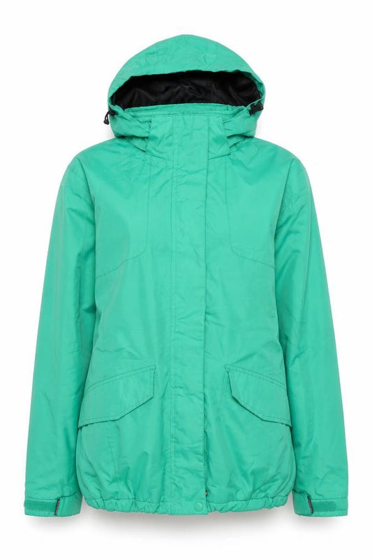 Front view of Misty Mountain Women's Green Waterproof Hooded Parka Jacket M