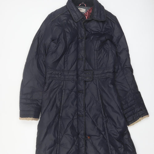 Tommy Hilfiger Denim Women's Navy Puffer Coat Medium Belted Down Long Jacket