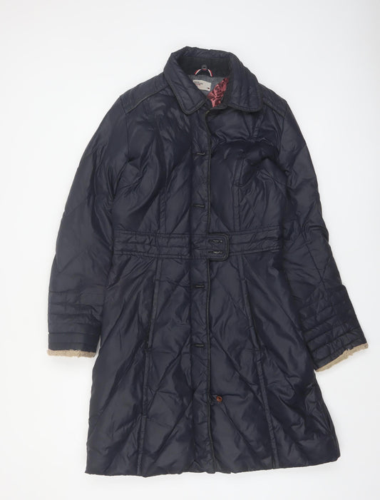 Tommy Hilfiger Denim Women's Navy Puffer Coat Medium Belted Down Long Jacket
