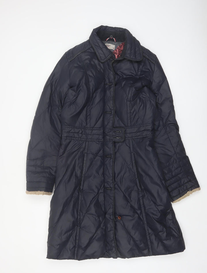 Tommy Hilfiger Denim Women's Navy Puffer Coat Medium Belted Down Long Jacket