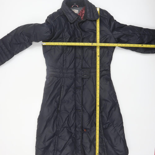 Tommy Hilfiger Denim Women's Navy Puffer Coat Medium Belted Down Long Jacket