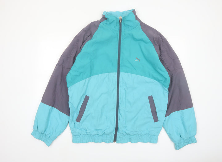 Puma Men's Blue Retro Windbreaker Jacket L 42in Full Zip Sportswear