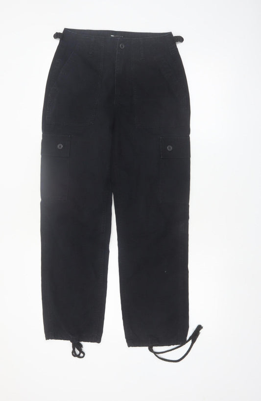 ASOS DESIGN Women's Black Cargo Trousers Size 6 Cotton Straight Leg