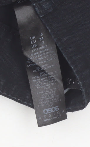 ASOS DESIGN Women's Black Cargo Trousers Size 6 Cotton Straight Leg