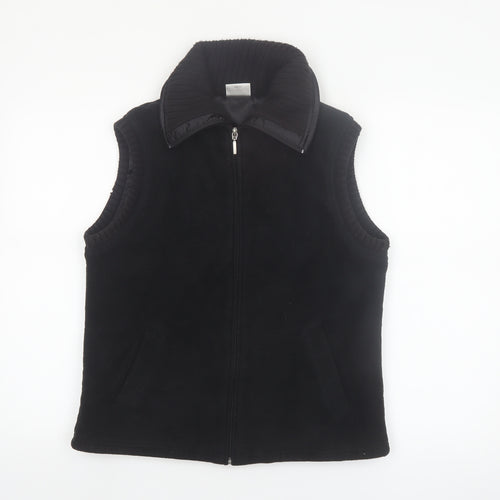 Next Womens Black Fleece Waistcoat UK 14 Full Zip Sleeveless Classic Style