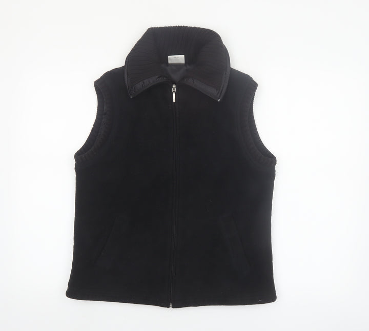 Next Womens Black Fleece Waistcoat UK 14 Full Zip Sleeveless Classic Style