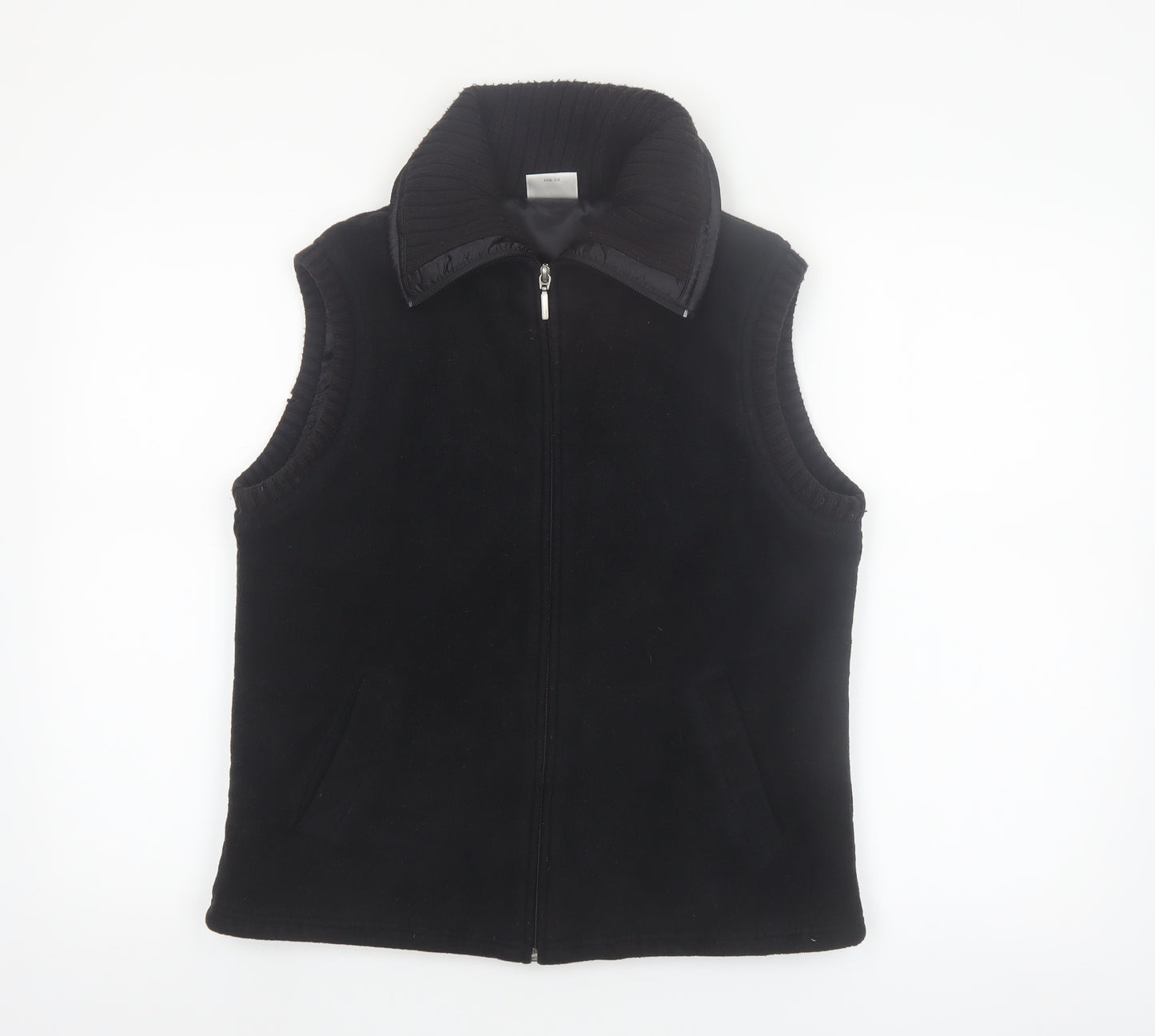 Next Womens Black Fleece Waistcoat UK 14 Full Zip Sleeveless Classic Style