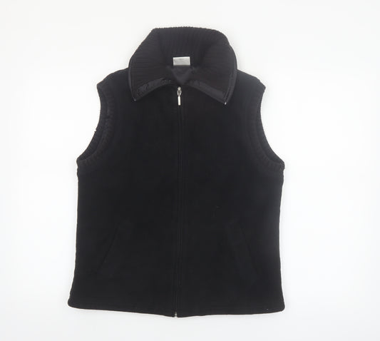 Next Womens Black Fleece Waistcoat UK 14 Full Zip Sleeveless Classic Style