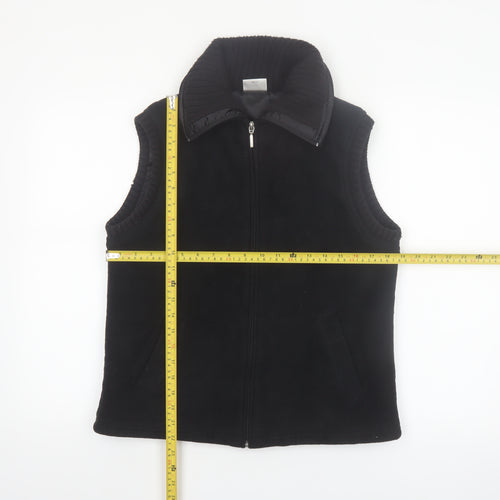 Next Womens Black Fleece Waistcoat UK 14 Full Zip Sleeveless Classic Style