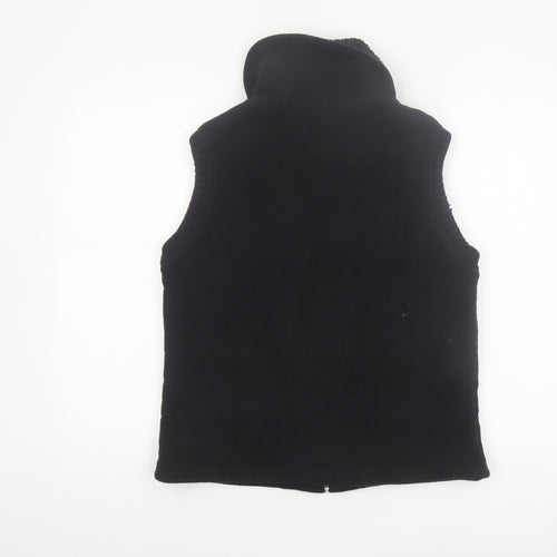 Next Womens Black Fleece Waistcoat UK 14 Full Zip Sleeveless Classic Style