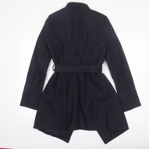 Attentif Paris Women's Blue Belted Trench Coat Size 12
