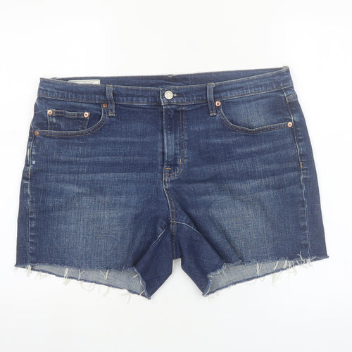GAP Women Blue Denim Cut-Off Shorts Size 14 Mid Rise 5 Inch