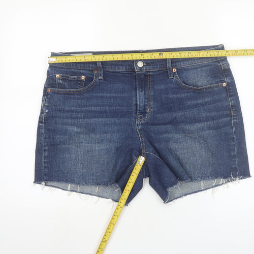 GAP Women Blue Denim Cut-Off Shorts Size 14 Mid Rise 5 Inch
