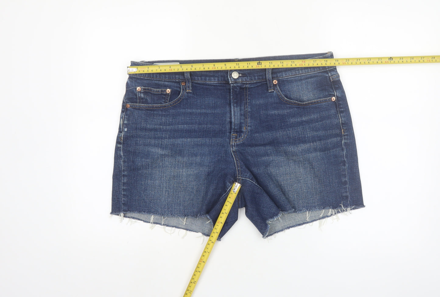 GAP Women Blue Denim Cut-Off Shorts Size 14 Mid Rise 5 Inch