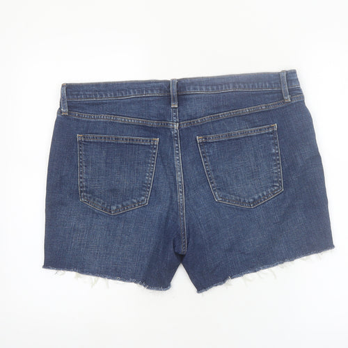 GAP Women Blue Denim Cut-Off Shorts Size 14 Mid Rise 5 Inch