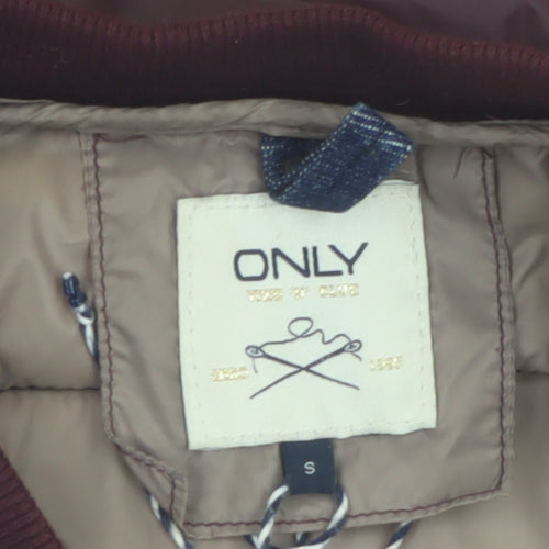ONLY Women’s Brown Quilted Puffer Jacket Size S Lightweight Nylon