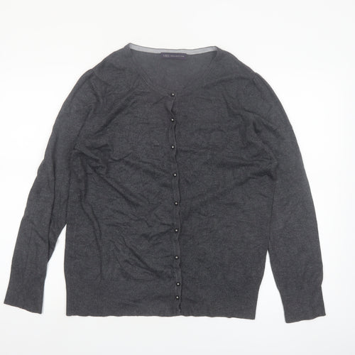 Marks and Spencer Women’s Grey Size 16 Crew Neck Button Cardigan