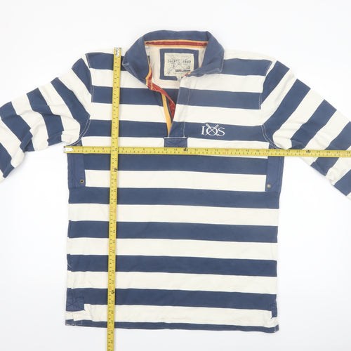 Joules Men's Blue Striped Long Sleeve Rugby Polo Shirt Size M