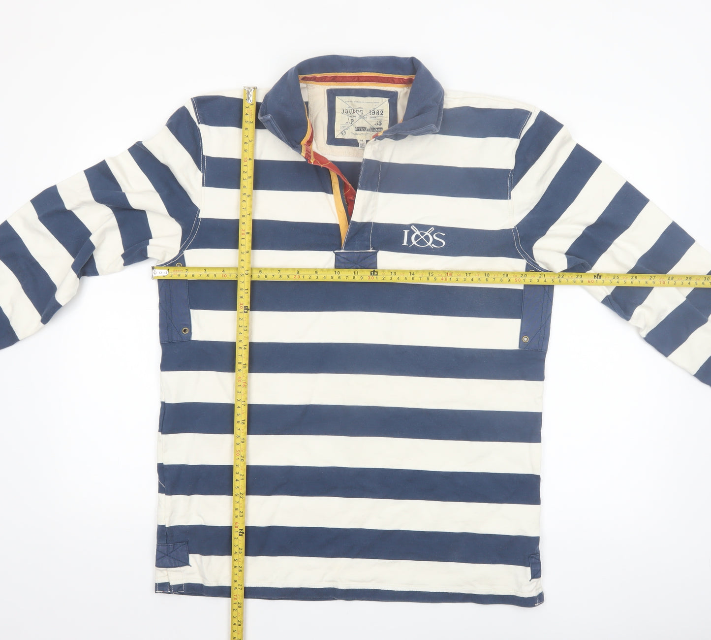 Joules Men's Blue Striped Long Sleeve Rugby Polo Shirt Size M