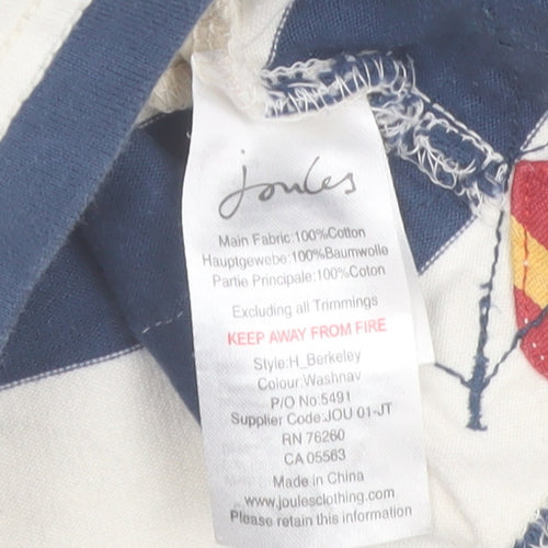 Joules Men's Blue Striped Long Sleeve Rugby Polo Shirt Size M