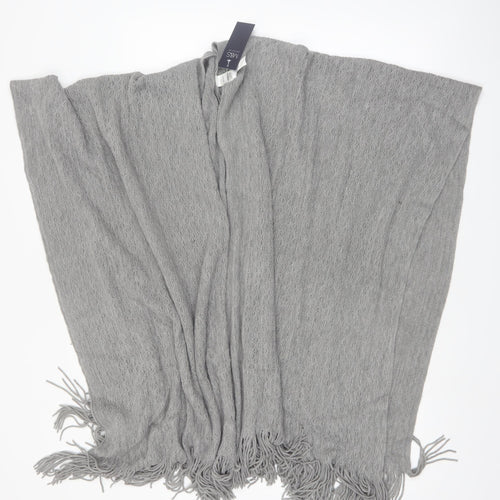 Marks and Spencer Women Grey Knit Fringe Cape One Size Lightweight Acrylic