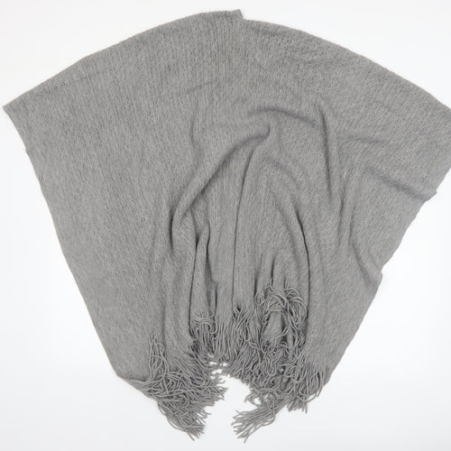 Marks and Spencer Women Grey Knit Fringe Cape One Size Lightweight Acrylic