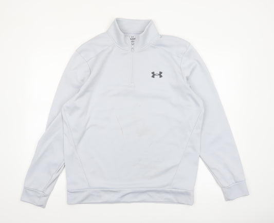 Under Armour Men's White M 1/4 Zip Mock Neck Fleece Sweatshirt