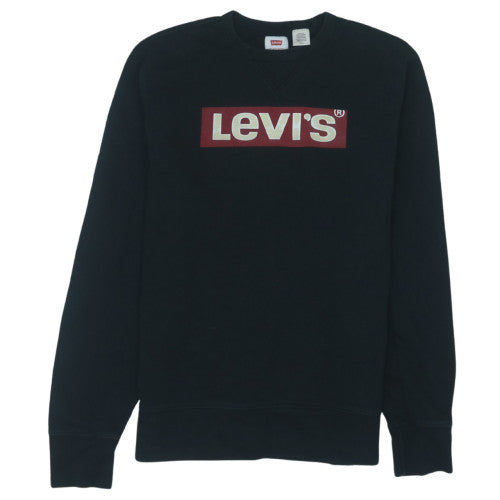 Levi's Men's Black Small Logo Crew Neck Fleece Sweatshirt