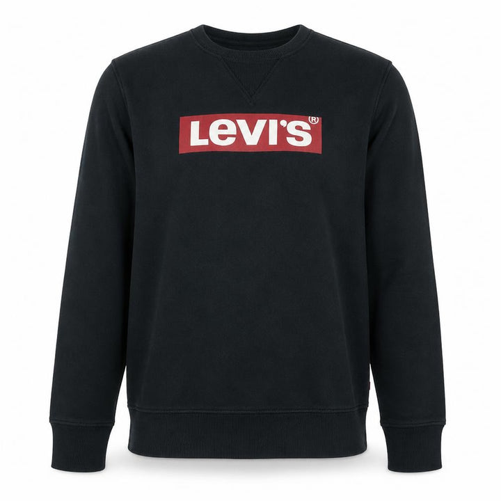Levi's Men's Black Small Logo Crew Neck Fleece Sweatshirt