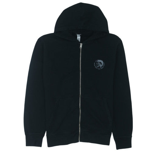 Diesel Men's Black 2XL Full Zip Hoodie with Logo Print
