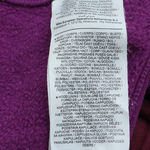 Nike Women's Purple Pullover Hoodie Size M Cotton Blend Logo