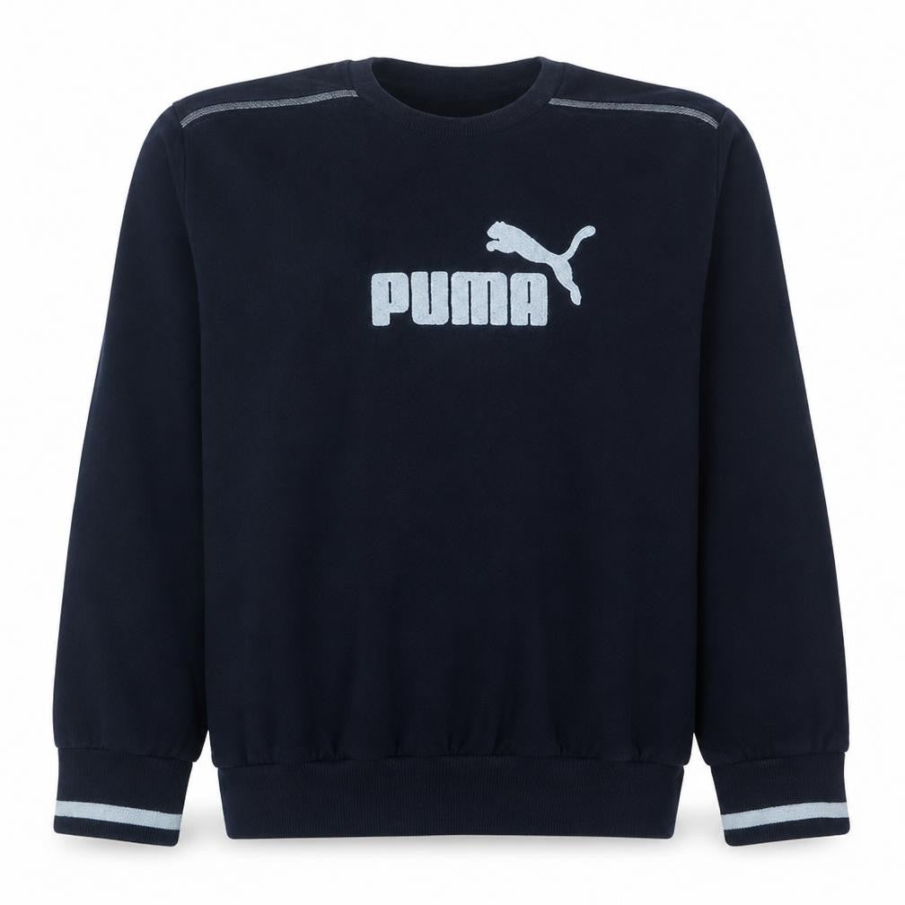 Front view of Puma Men's Blue XL Pullover Crew Neck Fleece Sports Sweatshirt