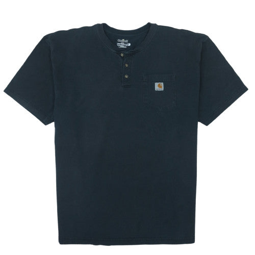 Carhartt Men’s Black 2XL Henley Short Sleeve Heavyweight Cotton T-Shirt
