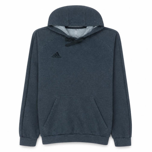 Front view of Adidas Men Grey Pullover Hoodie M Fleece Lined Sportswear