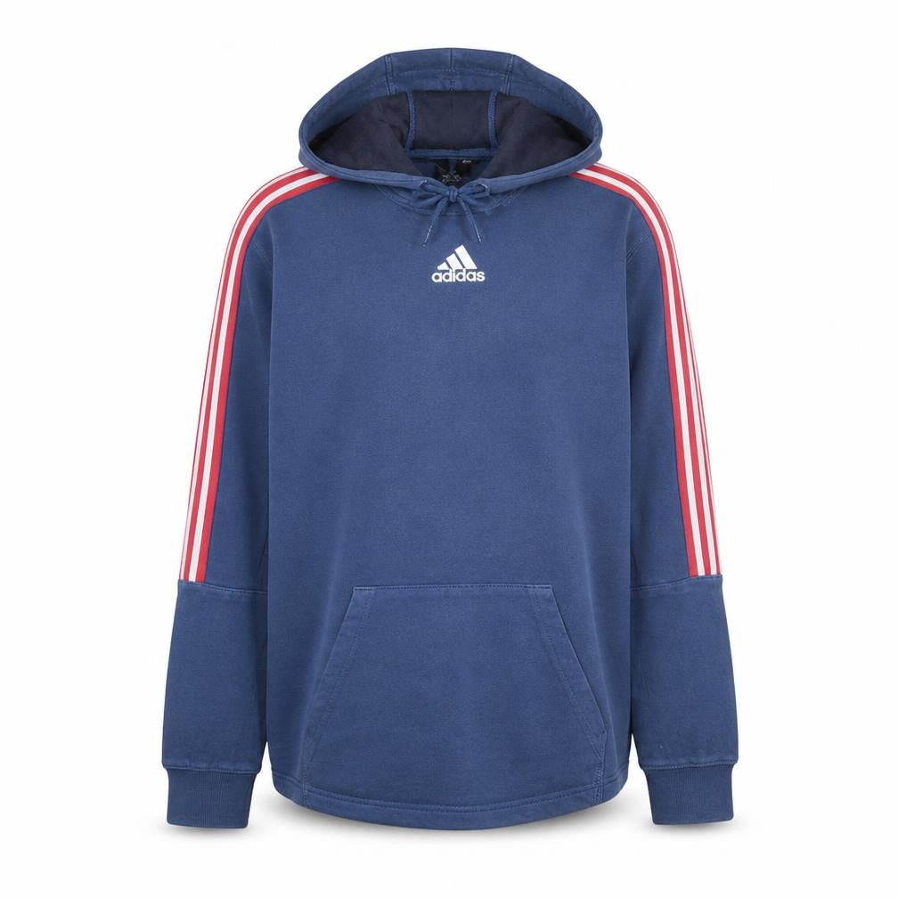 Front view of Adidas Men's Blue Pullover Hoodie Small Regular Fit Cotton Sportswear