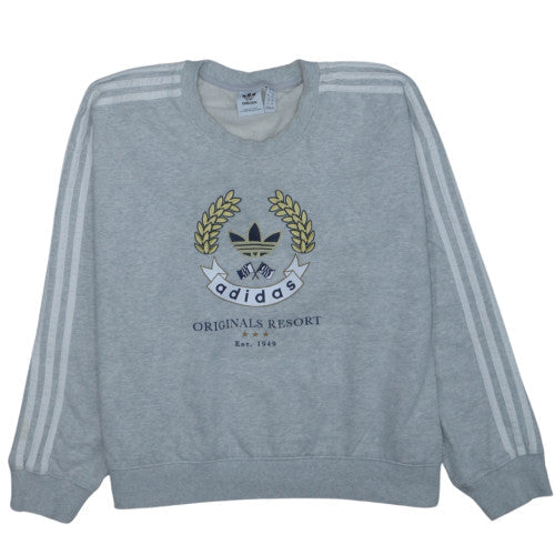 Adidas Mens Grey Crew Neck Logo Sweatshirt 3XL Relaxed Fit