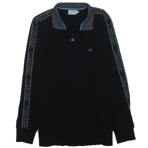 Calvin Klein Men's Black Full Zip Sweatshirt M Logo Trim Fleece